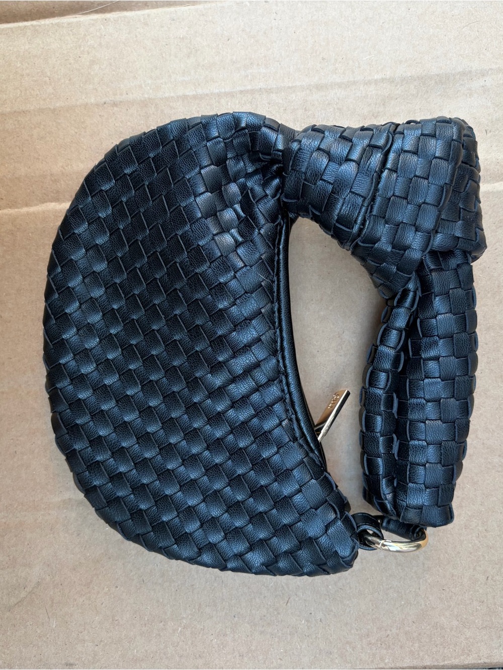 Anthropology Mini Black Woven Hobo Bag -